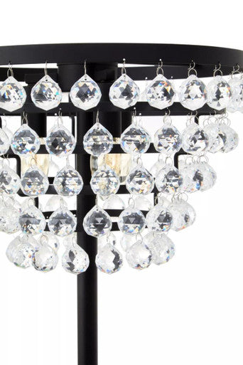 Orsina Hutchinson Crystal Floor Lamp | Black Metal Contemporary Lighting
