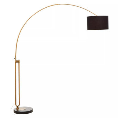 Orsina Hubert Antique Brass Arched Floor Lamp with Black Marble Base