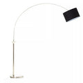 Orsina Hubert Arched Floor Lamp – Satin Nickel with Black Fabric Shade
