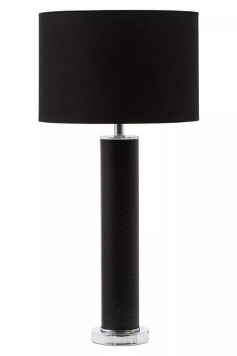 Orsina Hanah Black Snake Leather Effect Table Lamp with Chrome Base
