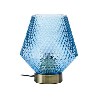 Orsina Noble Blue Glass Table Lamp with Gold Base and White Shade