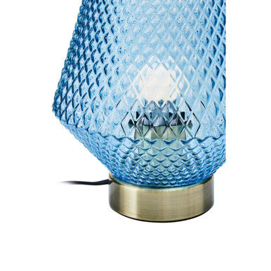 Orsina Noble Blue Glass Table Lamp with Gold Base and White Shade
