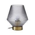 Orsina Noble Grey Smoked Glass Table Lamp with Gold Base and White Shade