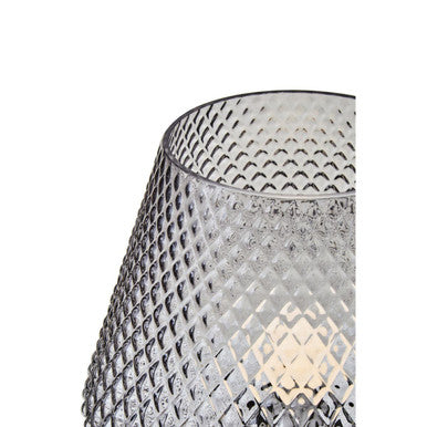Orsina Noble Grey Smoked Glass Table Lamp with Gold Base and White Shade