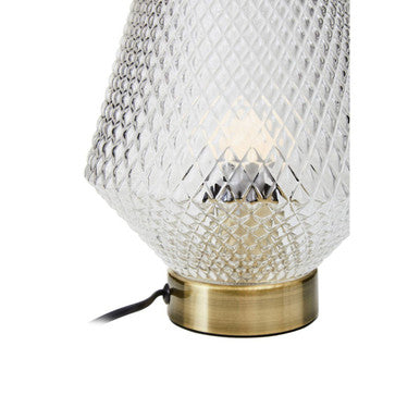 Orsina Clear Glass Table Lamp – Modern Angular Design with Gold Base