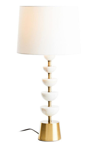 Orsina Ocala White Marble Table Lamp with Gold Stem and Linen Shade