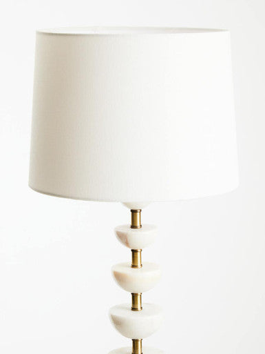 Orsina Ocala White Marble Table Lamp with Gold Stem and Linen Shade