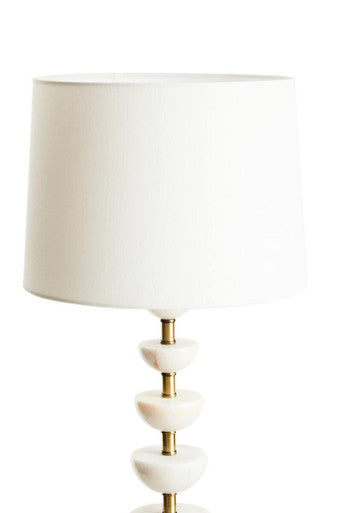 Orsina Ocala White Marble Table Lamp with Gold Stem and Linen Shade