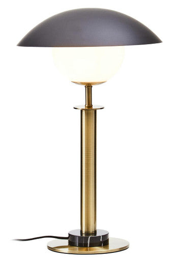 Orsina Octavia Gold Metal Table Lamp with Marble Base and Black Shade