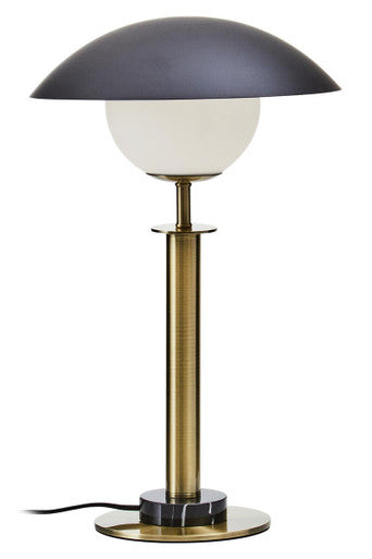 Orsina Octavia Gold Metal Table Lamp with Marble Base and Black Shade
