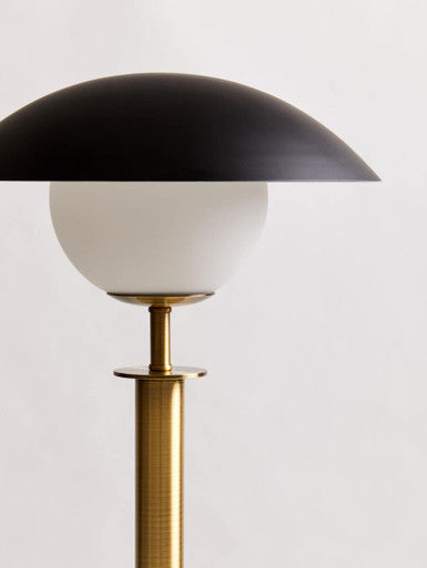 Orsina Octavia Gold Metal Table Lamp with Marble Base and Black Shade