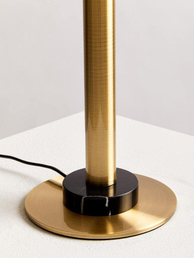 Orsina Octavia Gold Metal Table Lamp with Marble Base and Black Shade