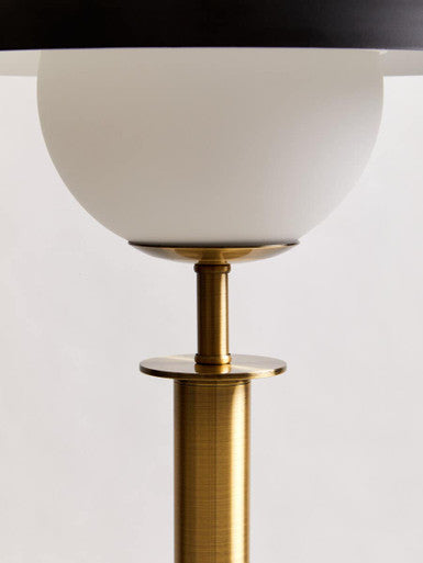 Orsina Octavia Gold Metal Table Lamp with Marble Base and Black Shade