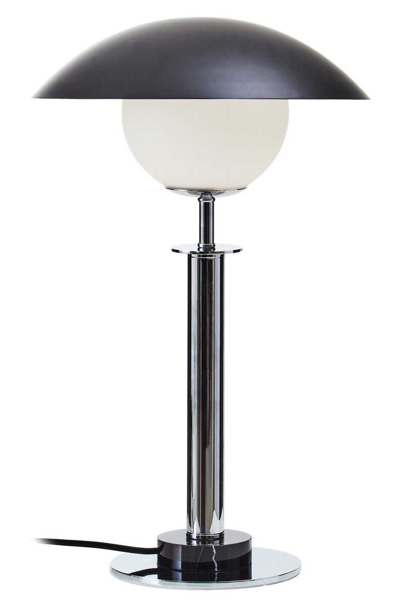 Orsina Octavia Silver Metal Table Lamp with Black Marble Base