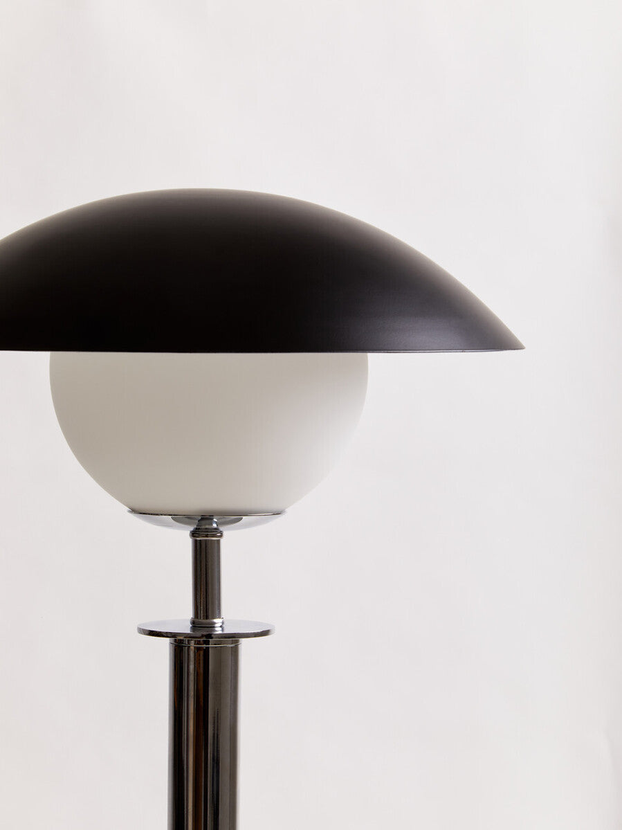 Orsina Octavia Silver Metal Table Lamp with Black Marble Base