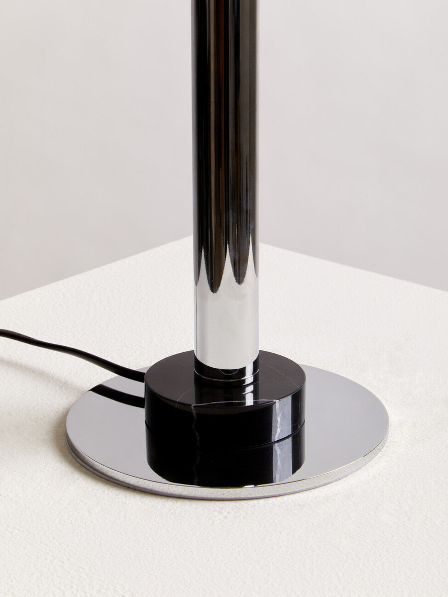 Orsina Octavia Silver Metal Table Lamp with Black Marble Base