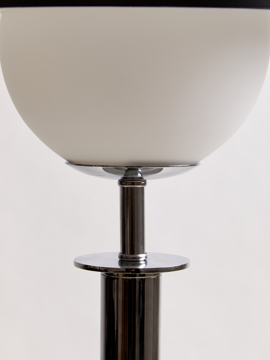 Orsina Octavia Silver Metal Table Lamp with Black Marble Base