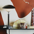 Orsina Octavia Silver Metal Table Lamp with Black Marble Base