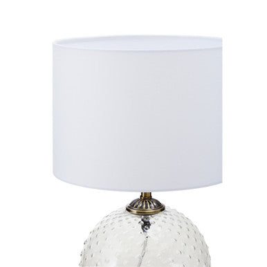Orsina Noa Clear Glass Table Lamp with Gold Accents and White Shade