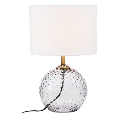 Orsina Noa Grey Glass Table Lamp – Modern Textured Glass with Gold Accents