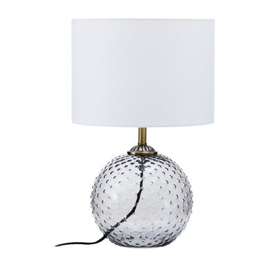 Orsina Noa Grey Glass Table Lamp – Modern Textured Glass with Gold Accents