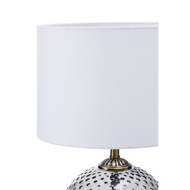 Orsina Noa Grey Glass Table Lamp – Modern Textured Glass with Gold Accents