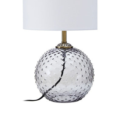 Orsina Noa Grey Glass Table Lamp – Modern Textured Glass with Gold Accents