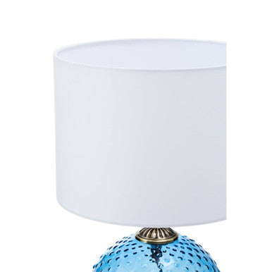 Orsina Noa Blue Glass Table Lamp with Gold Base and White Shade