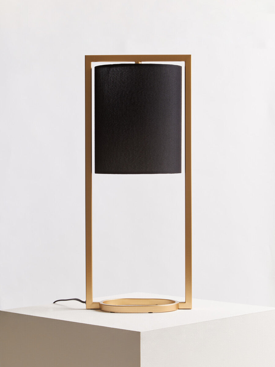 Orsina Lara Table Lamp – Modern Gold Metal Frame with Black Shade