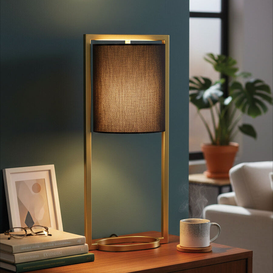 Orsina Lara Table Lamp – Modern Gold Metal Frame with Black Shade