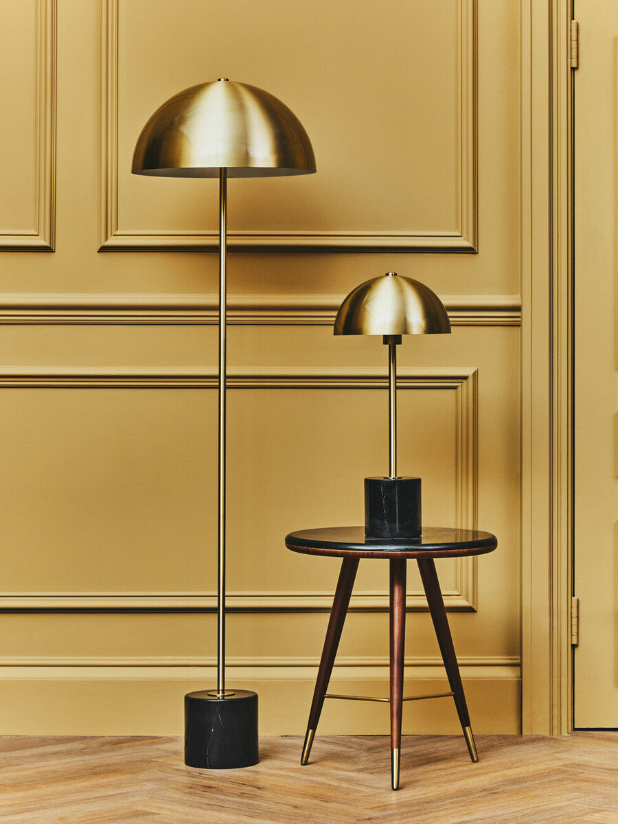Orsina Murdoch Brushed Brass Floor Lamp with Black Marble Base