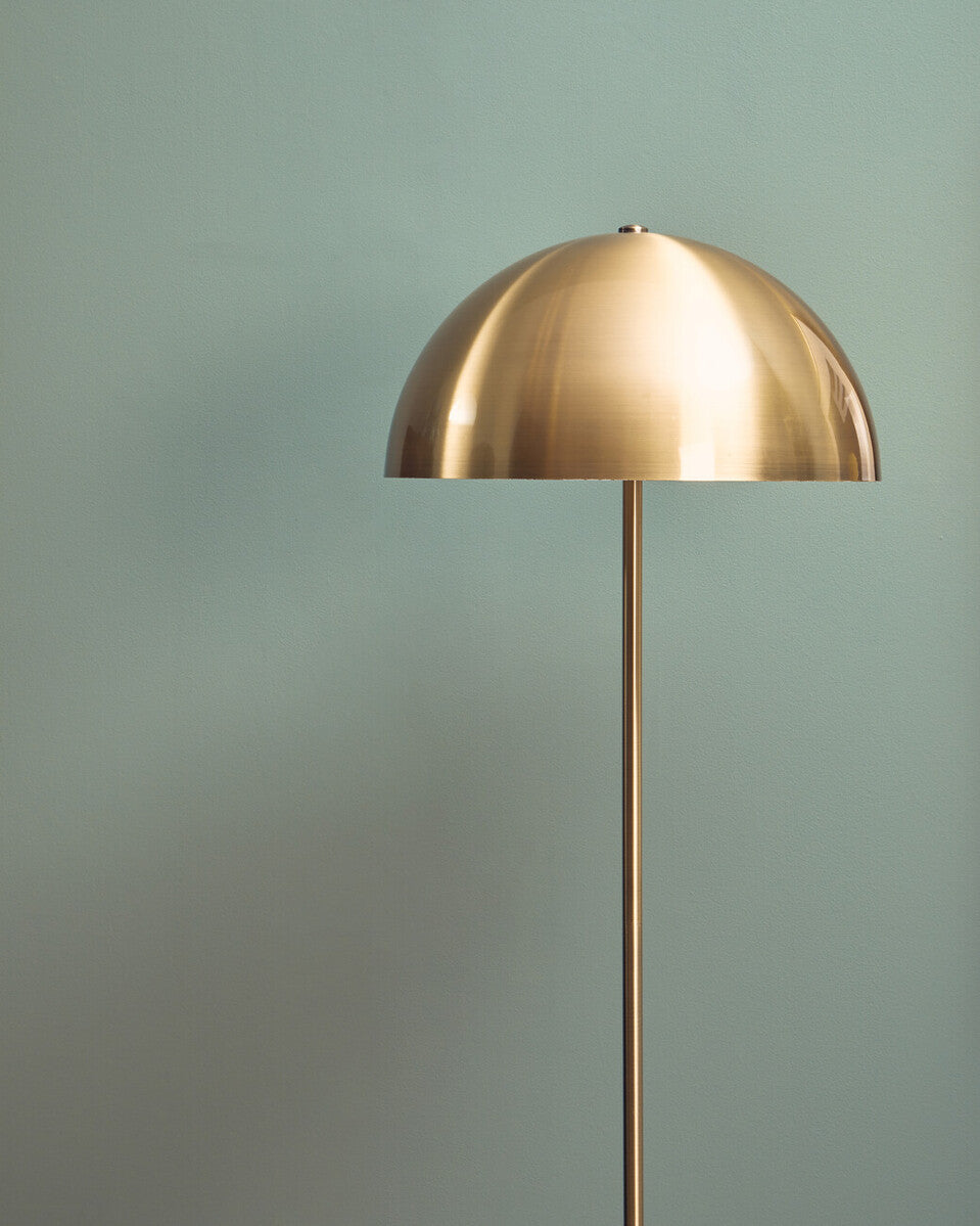 Orsina Murdoch Brushed Brass Floor Lamp with Black Marble Base