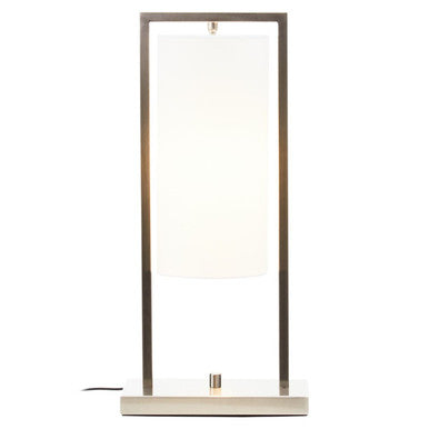 Orsina Atkins Table Lamp – Satin Nickel Finish with White Fabric Shade
