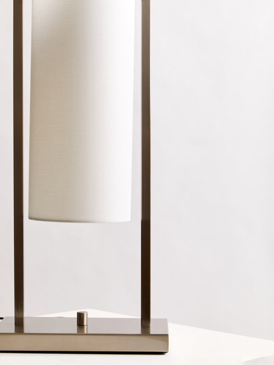 Orsina Atkins Table Lamp – Satin Nickel Finish with White Fabric Shade
