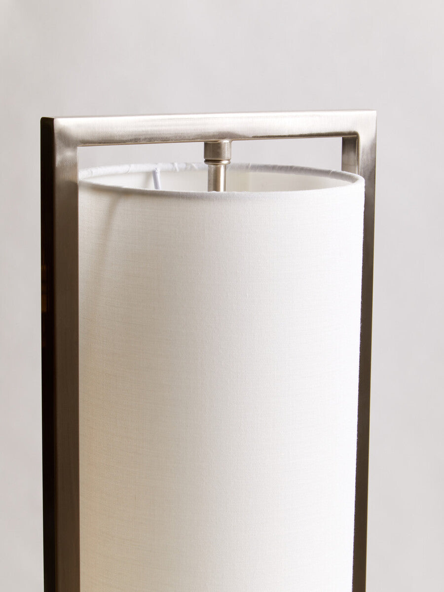 Orsina Atkins Table Lamp – Satin Nickel Finish with White Fabric Shade