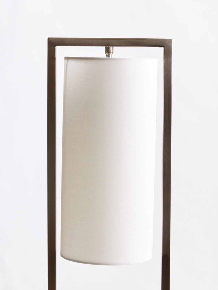 Orsina Atkins Table Lamp – Satin Nickel Finish with White Fabric Shade