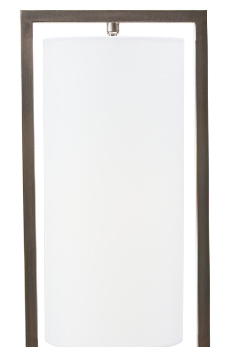 Orsina Atkins Table Lamp – Satin Nickel Finish with White Fabric Shade