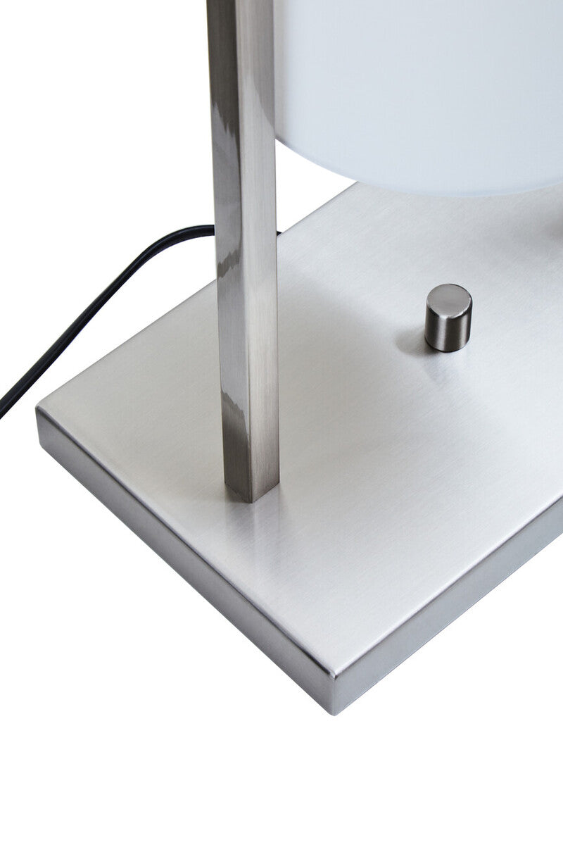 Orsina Atkins Table Lamp – Satin Nickel Finish with White Fabric Shade