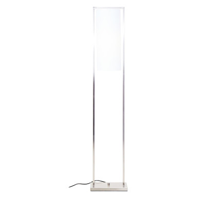 Orsina Atkins Silver Floor Lamp – Satin Nickel with White Fabric Shade