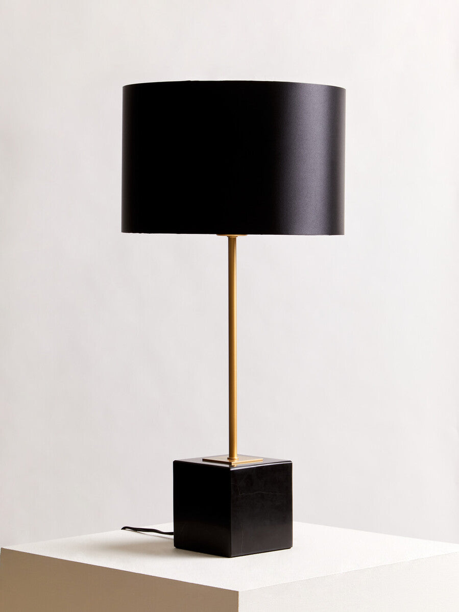 Orsina Murdoch Black Table Lamp – Gold Stem and Marble Base