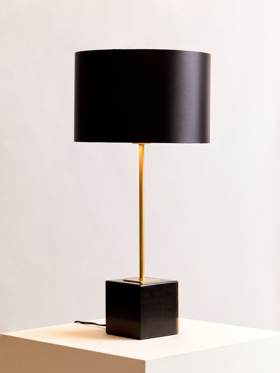 Orsina Murdoch Black Table Lamp – Gold Stem and Marble Base