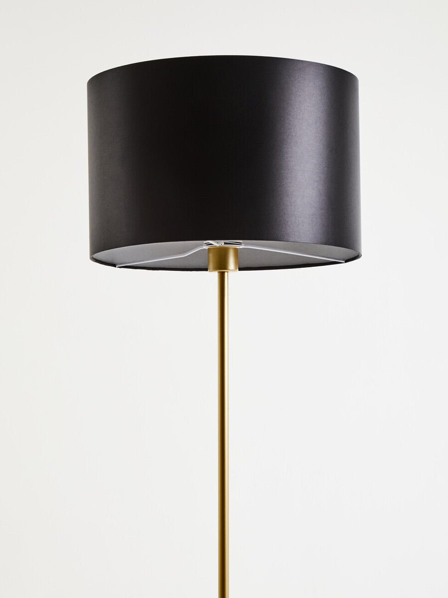 Orsina Murdoch Black Floor Lamp – Gold Stem with Marble Base