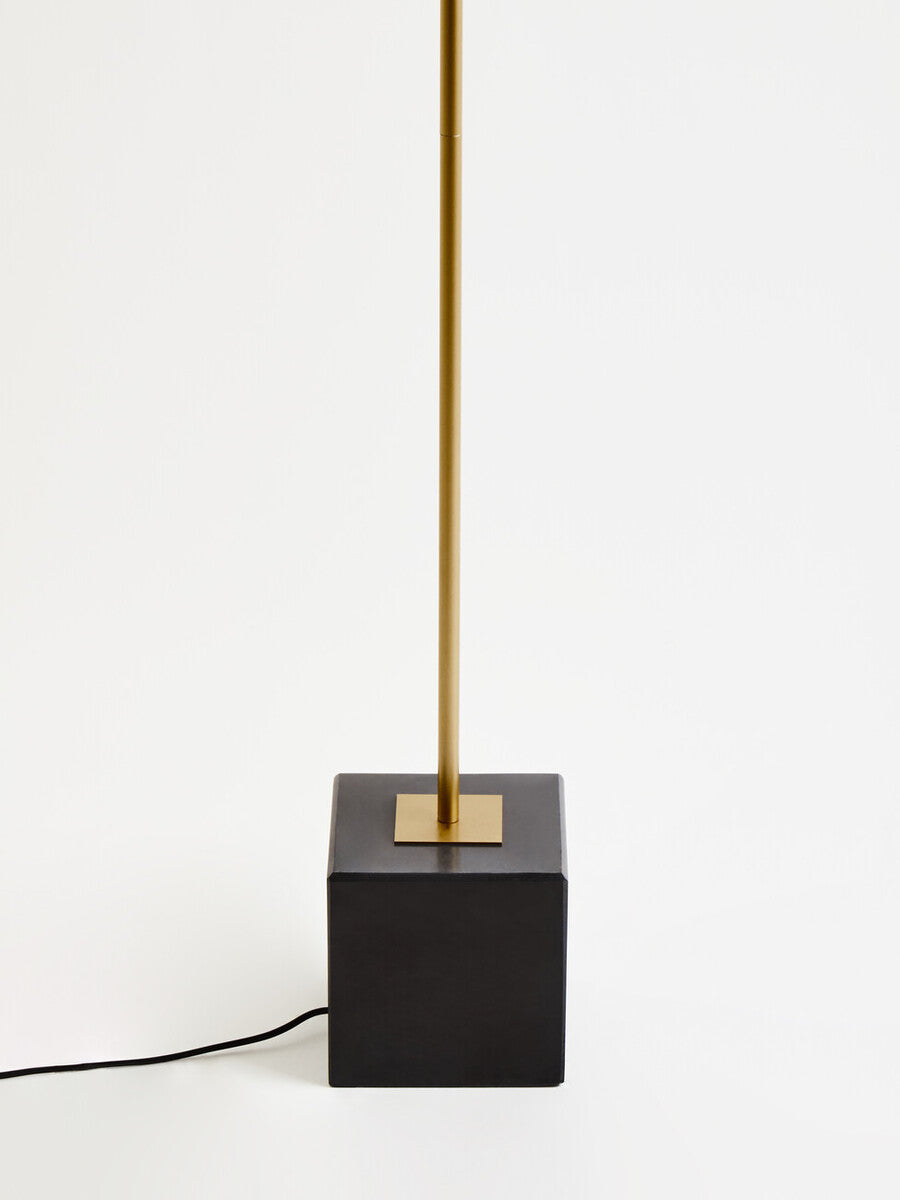 Orsina Murdoch Black Floor Lamp – Gold Stem with Marble Base