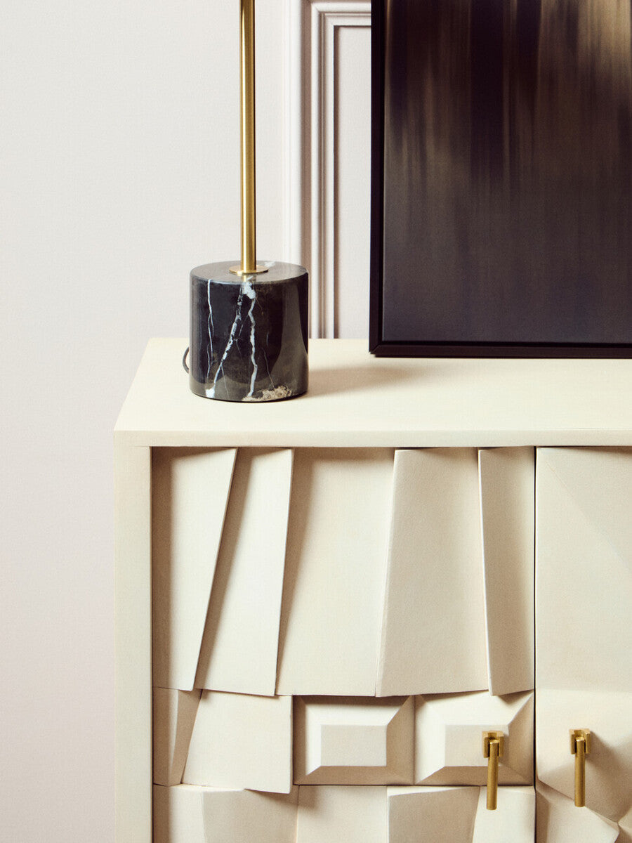 Orsina Murdoch Brushed Brass Table Lamp with Black Marble Base