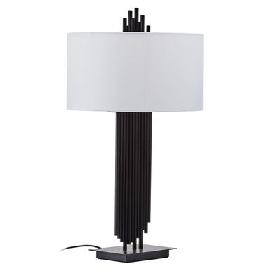 Orsina Impero Modern Table Lamp | Black Iron with White Linen Shade