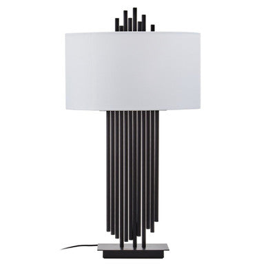Orsina Impero Modern Table Lamp | Black Iron with White Linen Shade