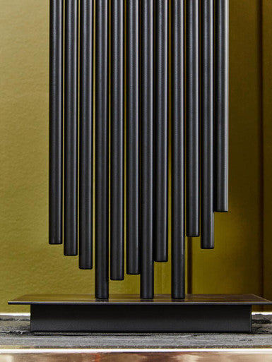 Orsina Impero Modern Table Lamp | Black Iron with White Linen Shade