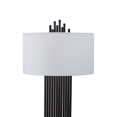 Orsina Impero Modern Table Lamp | Black Iron with White Linen Shade