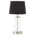 Orsina Zola Glass Cylinder Table Lamp | Chrome Spiral & Black Linen