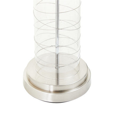 Orsina Zola Glass Cylinder Table Lamp | Chrome Spiral & Black Linen